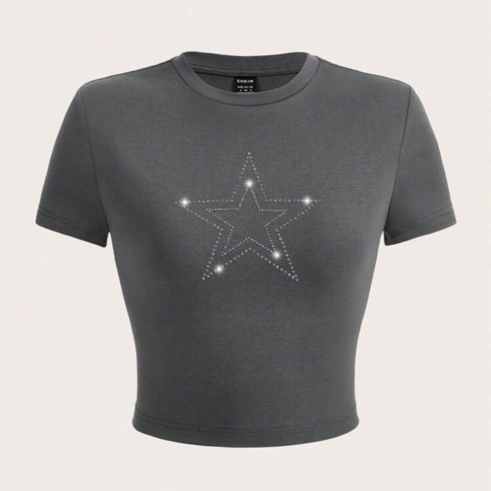 Gray Star Embellished Women's Top